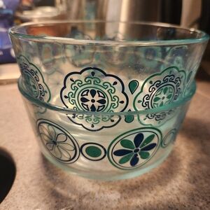 Elegant Glass with Blue and‎ Green Motifs